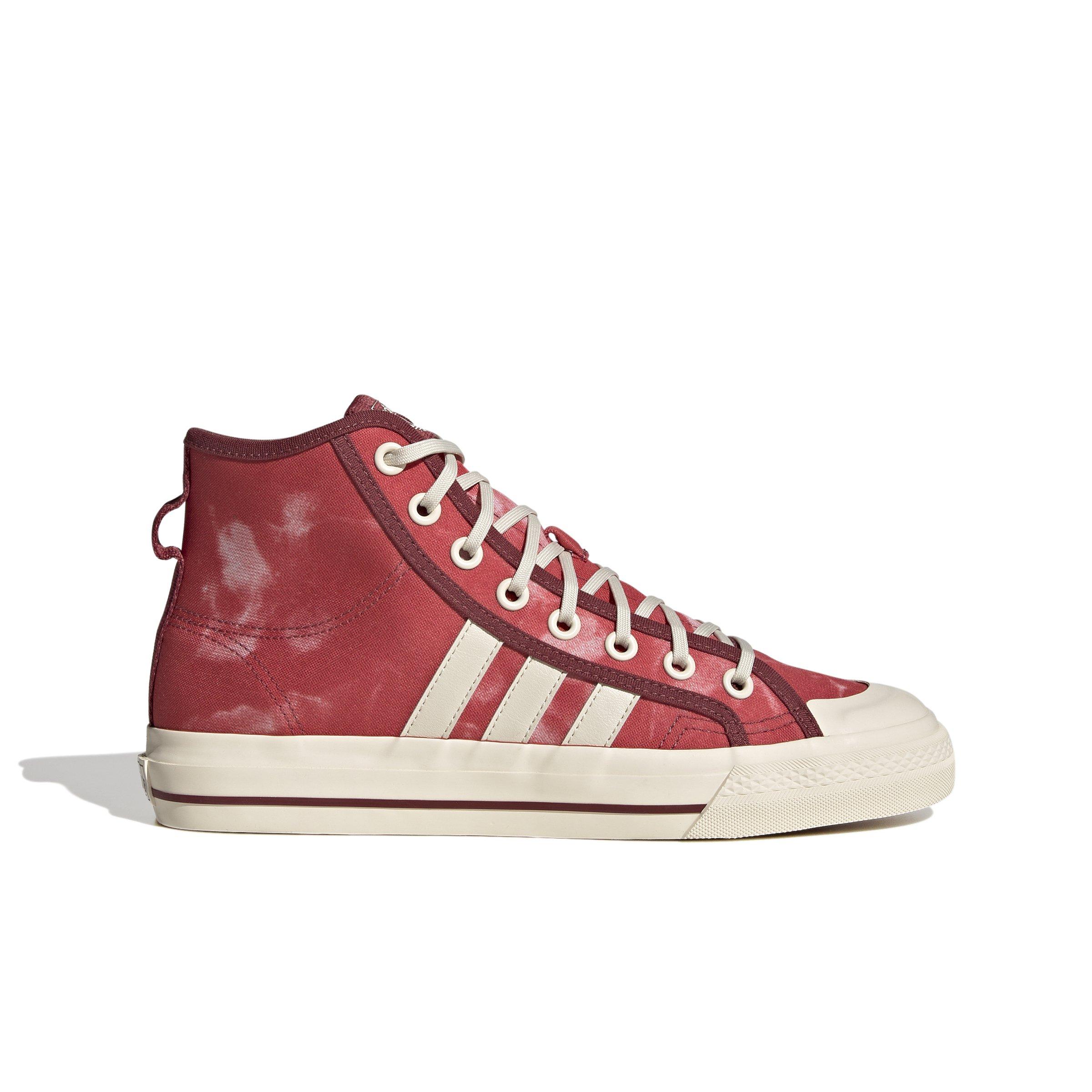 Adidas originals nizza canvas sneakers in white and clearance red